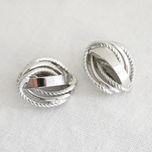 1950s Coro Silver Oval Twist Clip Earrings