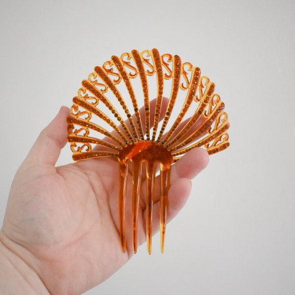 Vintage Faux Tortoiseshell and Rhinestone Hair Comb