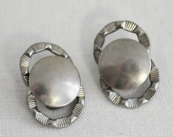 1960s Silver Double Circle Clip Earrings