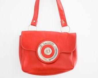 1960s Red Patent Vinyl Shoulder Bag