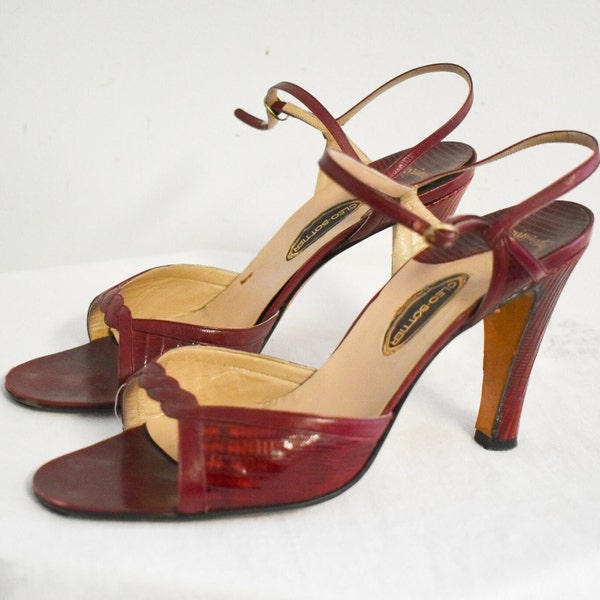 1970s Cleo-Bottier Oxblood Leather Heels, Size 40