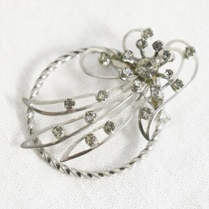 1960s Silver Rhinestone Brooch
