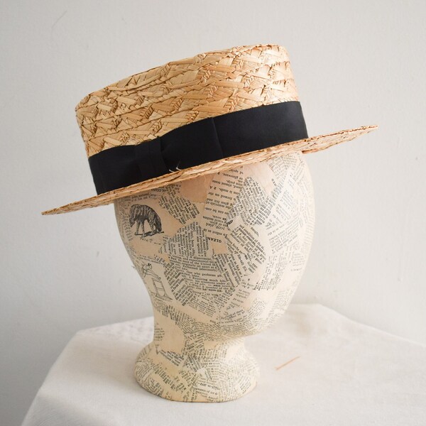 Straw Boater Hat Etsy
