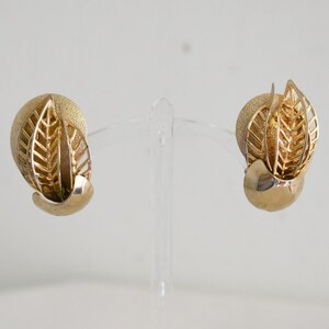 1960s Gold Leaf Clip Earrings image 1