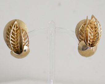 1960s Gold Leaf Clip Earrings