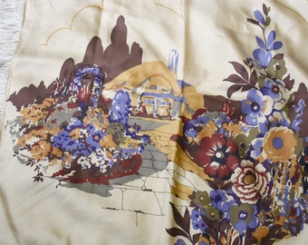 Vintage Liberty of London Cottage Print Silk Scarf