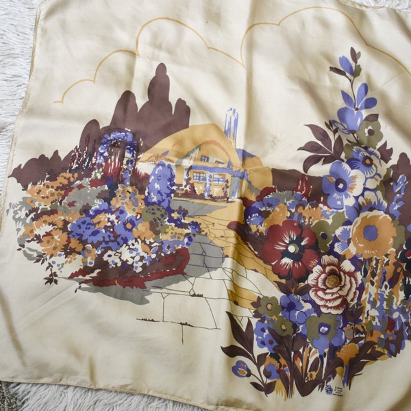 Vintage Liberty of London Cottage Print Silk Scarf