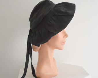 1930s Black Poplin Soft Brim Hat