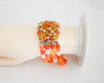 1950s/60s Orange and White Glass Bead Bracelet