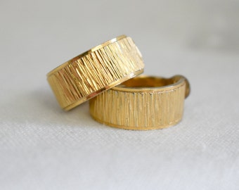 Vintage Textured Gold Hoop Clip Earrings