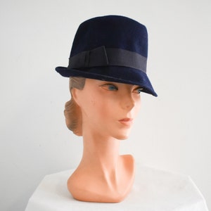 1960s Navy Blue Mod Fedora