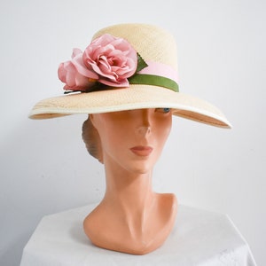 Vintage Laura Ashley Floral 100% Straw Hat ORIGINAL VINTAGE LAURA ASHLEY 100% STRAW HAT WITH FLOWER  main image 3