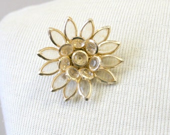 1960s Clear Stone Flower Brooch