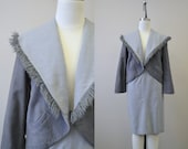 1950s Gray Wool Skirt Suit with Fringed Jacket