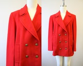 1980s Mackintosh Red Wool Pea Coat