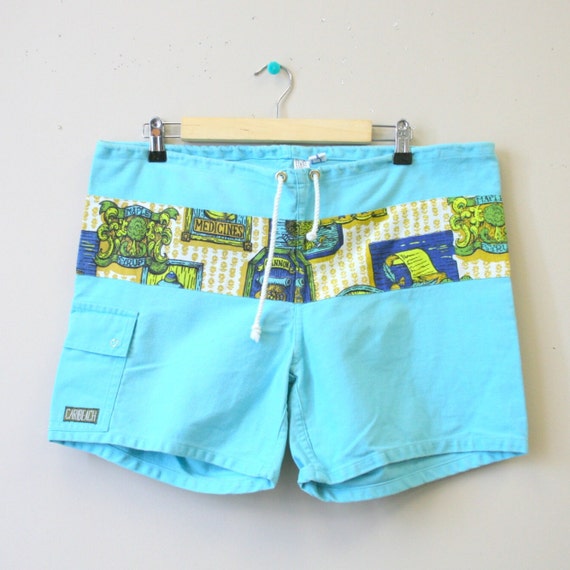 1970s Caribeach Turquoise Swim Trunks - image 1