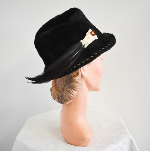 Vintage 70s Black Felt Fur Fedora Hat Vintage Mens Fedora Hat Robert Hall Fur Felt Made in USA  main image 3