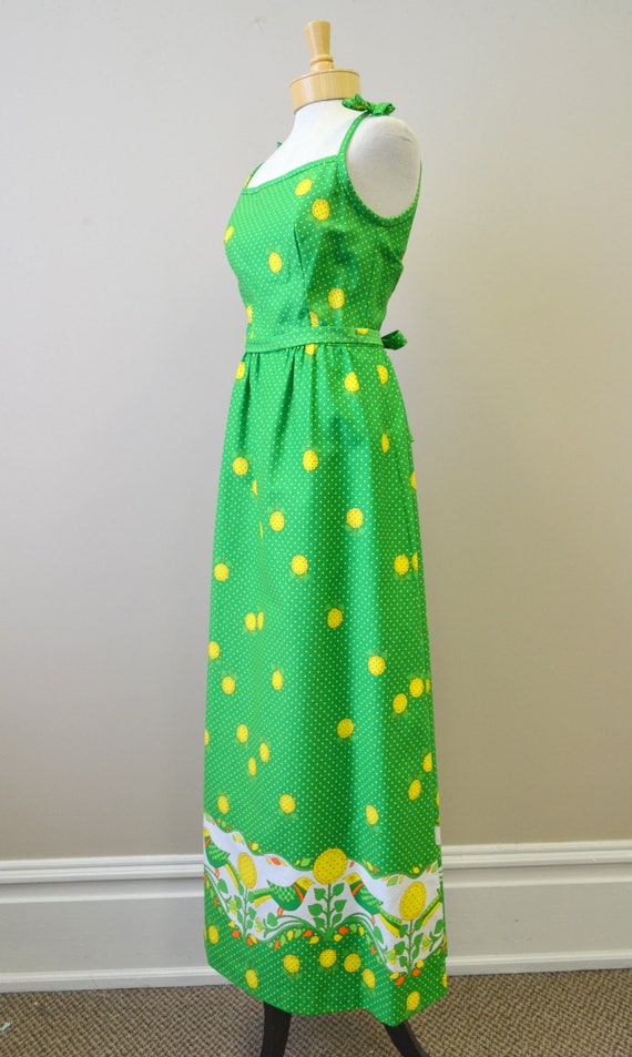 1960s Malia Bird and Sunflower Maxi Dress - image 2