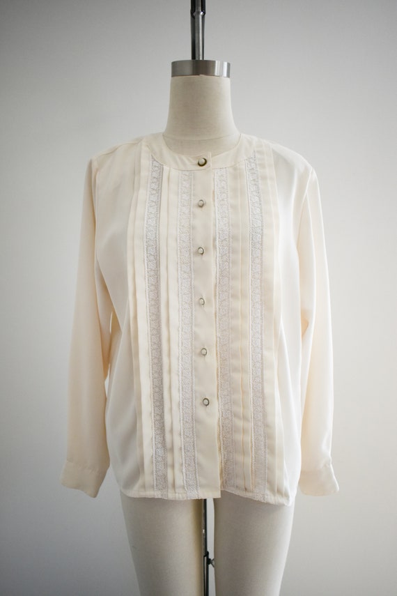 1990s Cream Pleated Blouse - image 3