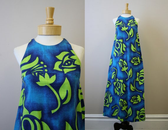 1960s Malihini Hawaiian Printed Maxi Dress