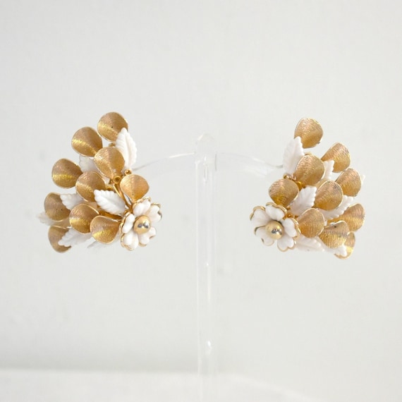 1950s/60s Large Floral Fan Clip Earrings