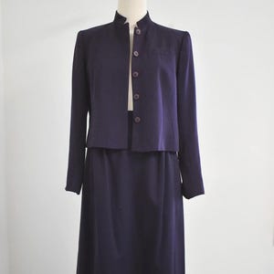 1980s Austin Hill Navy Skirt Suit