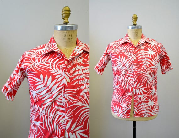 1960s Christian Dior Red Tropical Shirt