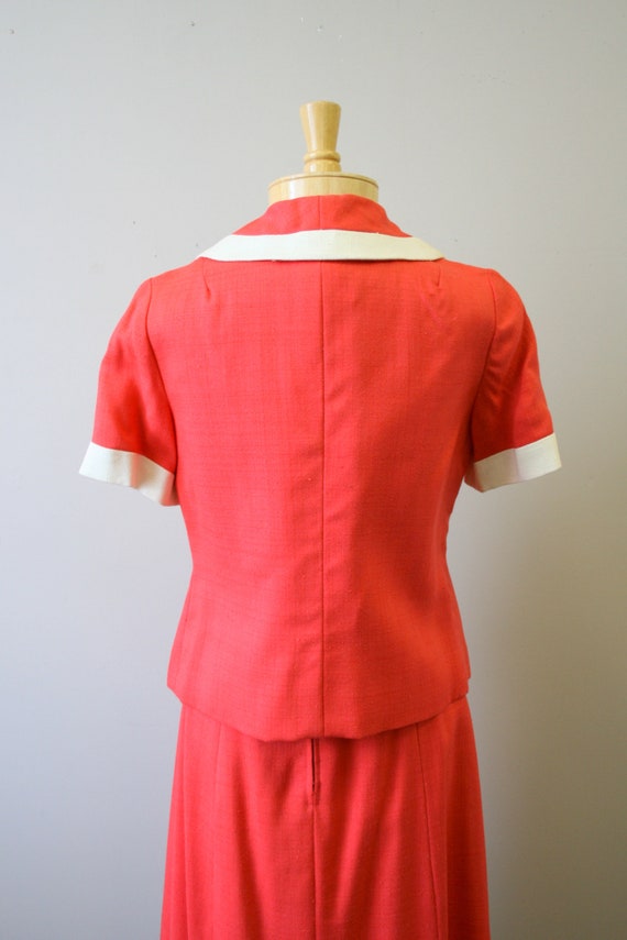 1950s Coral and Cream Dress and Jacket Set - image 5