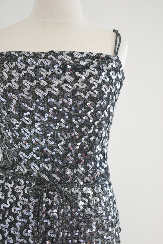 1970s Black and Silver Sequin Dress - image 2