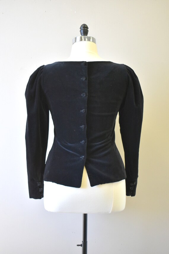 1980s Laura Ashley Black Velvet Blouse - image 5