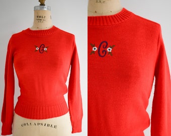 1970s/80s "C" Monogram Red Sweater