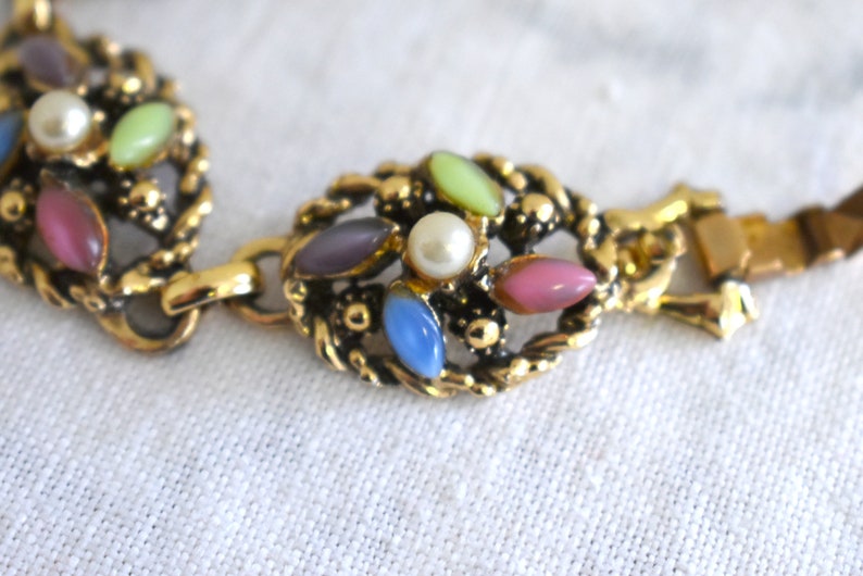 1970s Sarah Coventry Link Bracelet with Multi-Colored Stones image 4