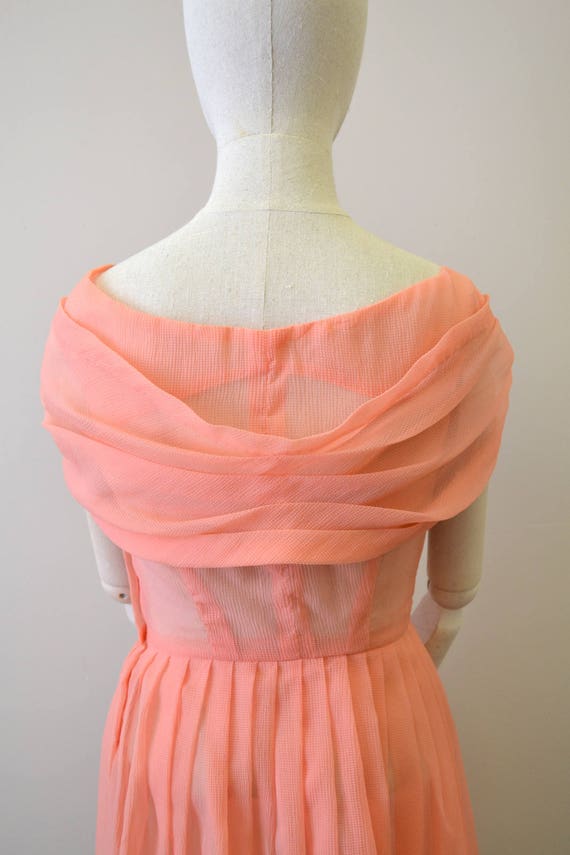 1950s Sheer Watermelon Pink Dress - image 5