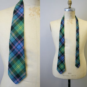 1960s Plaid Wool Folded Necktie