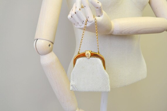 1930s Whiting and Davis White Metal Mesh Purse - image 3