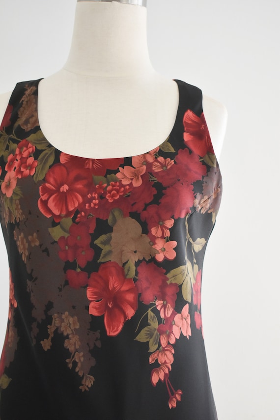 1990s Black and Red Floral Maxi Dress - image 2