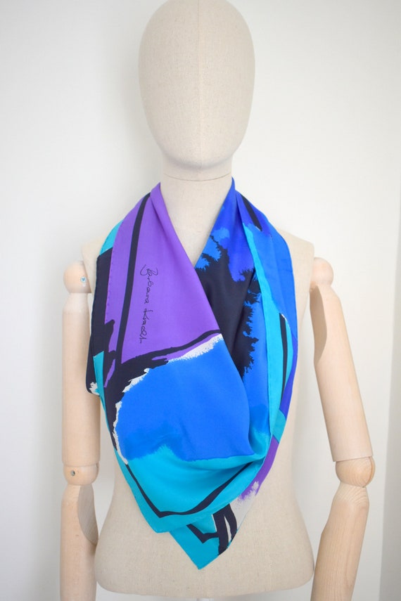 1980s Barbara Kracht Abstract Silk Scarf - image 3