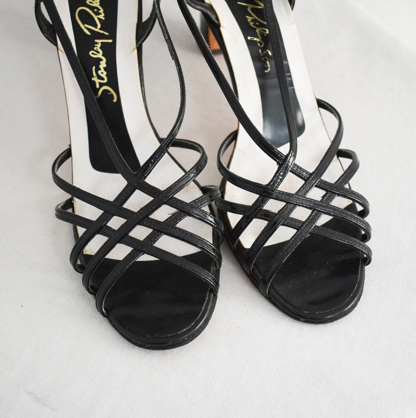 1970s Stanley Philipson Black Patent Strappy Heels