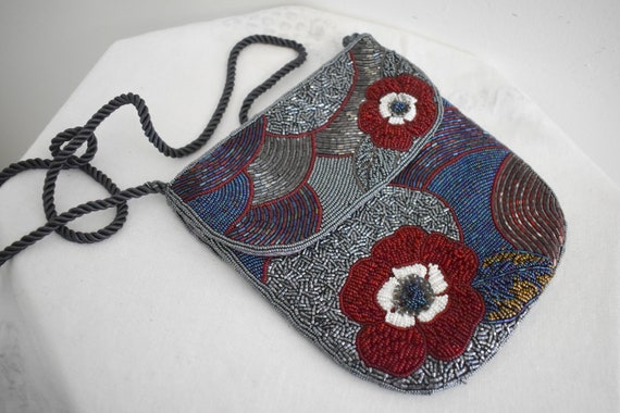 1980s/90s Floral Beaded Evening Bag - image 2