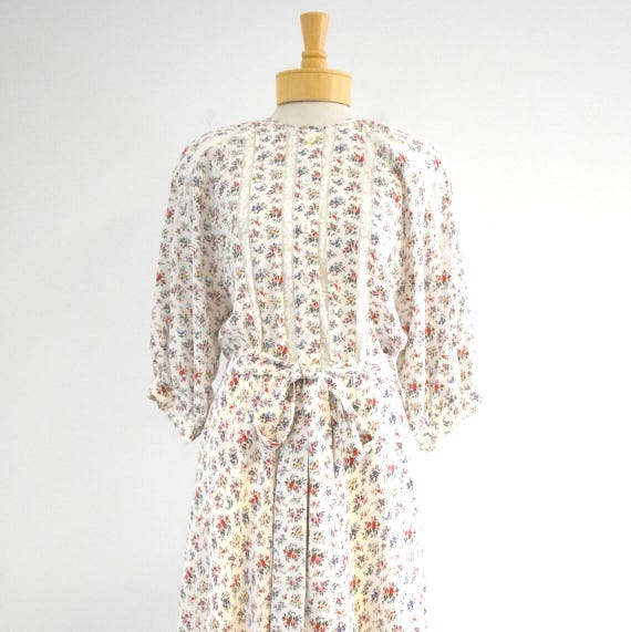 1970s/80s NOS Albert Nipon Silk Floral Dress with… - image 1