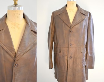 1970s Reed Brown Leather Men's Coat
