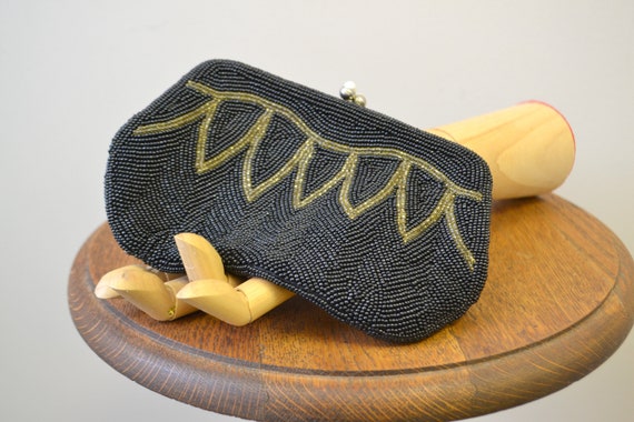 1930s Black Beaded Clutch Purse