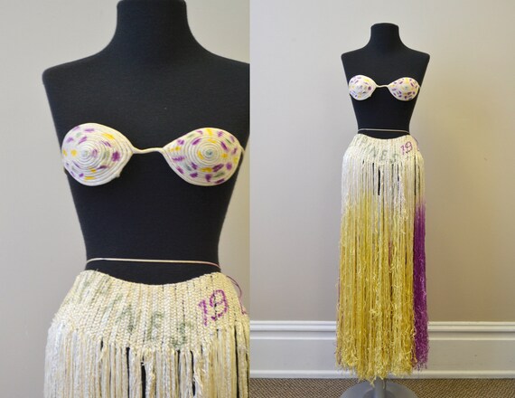 1940s Silk Fringe Skirt and Bra Top Costume