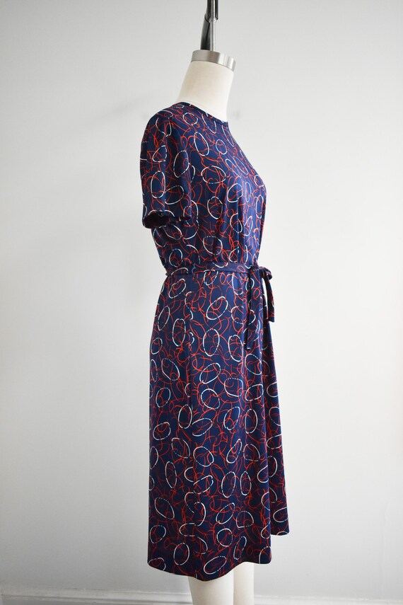 1970s Navy, Red, and White Ring Print Dress and J… - image 8