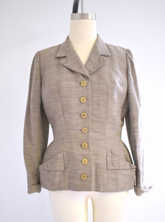 1940s Adele Simpson Gray Striped Jacket - image 3