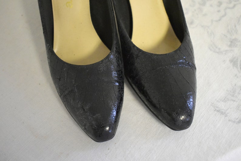 Size 7 12 S 1960s Auditions Black Heels in Original Box