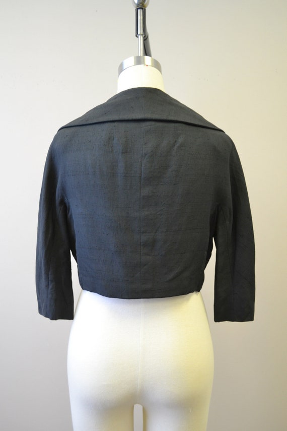 1950s Ben Zuckerman Black Silk Cropped Jacket - image 5