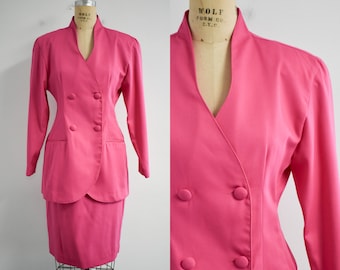 1980s David N. Pink Skirt Suit