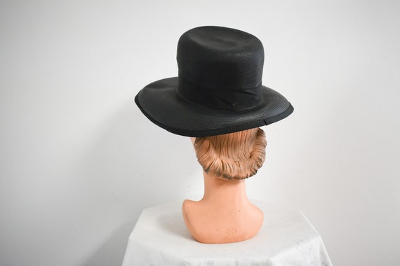 1960s Lisa Black Straw Hat - image 4