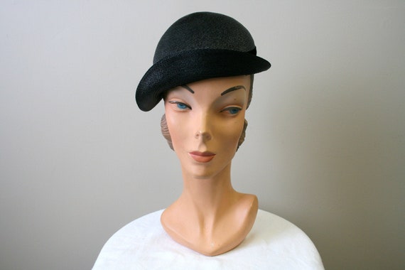 1930s Black Straw Cap